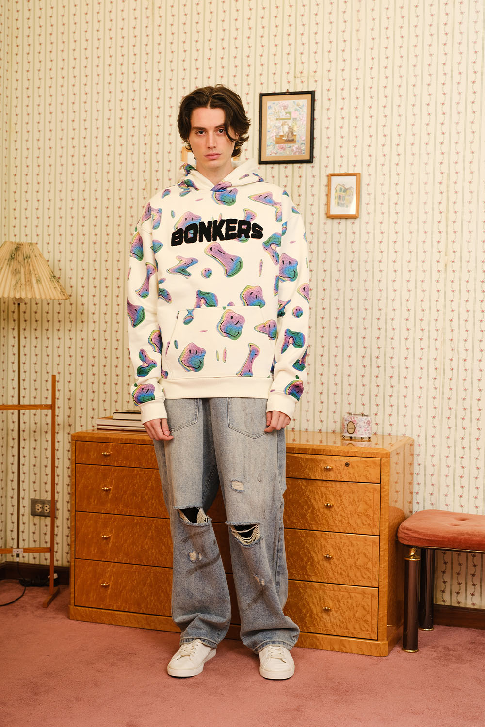 Beige Smiley Originals Hoodie - BonkersCorner