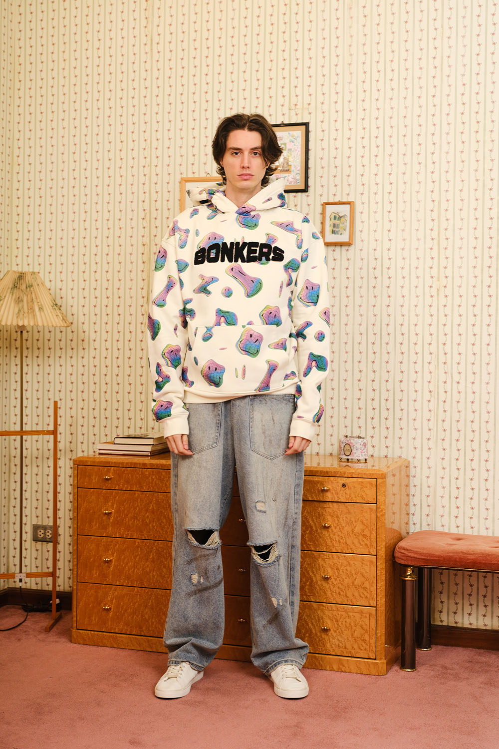Beige Smiley Originals Hoodie - BonkersCorner