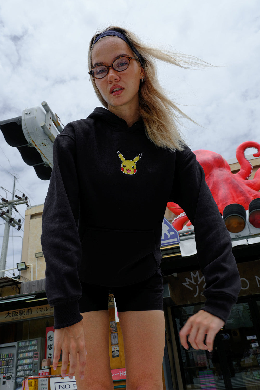 Black Embroidered Pokémon Hoodie - BonkersCorner