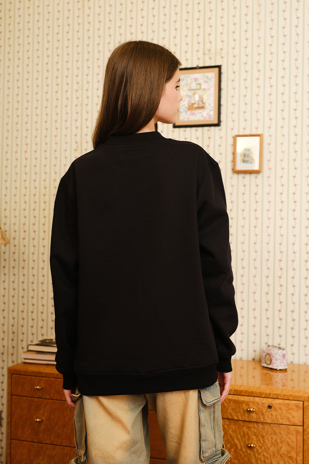 Black Embroidered Smiley Originals Sweatshirt - BonkersCorner