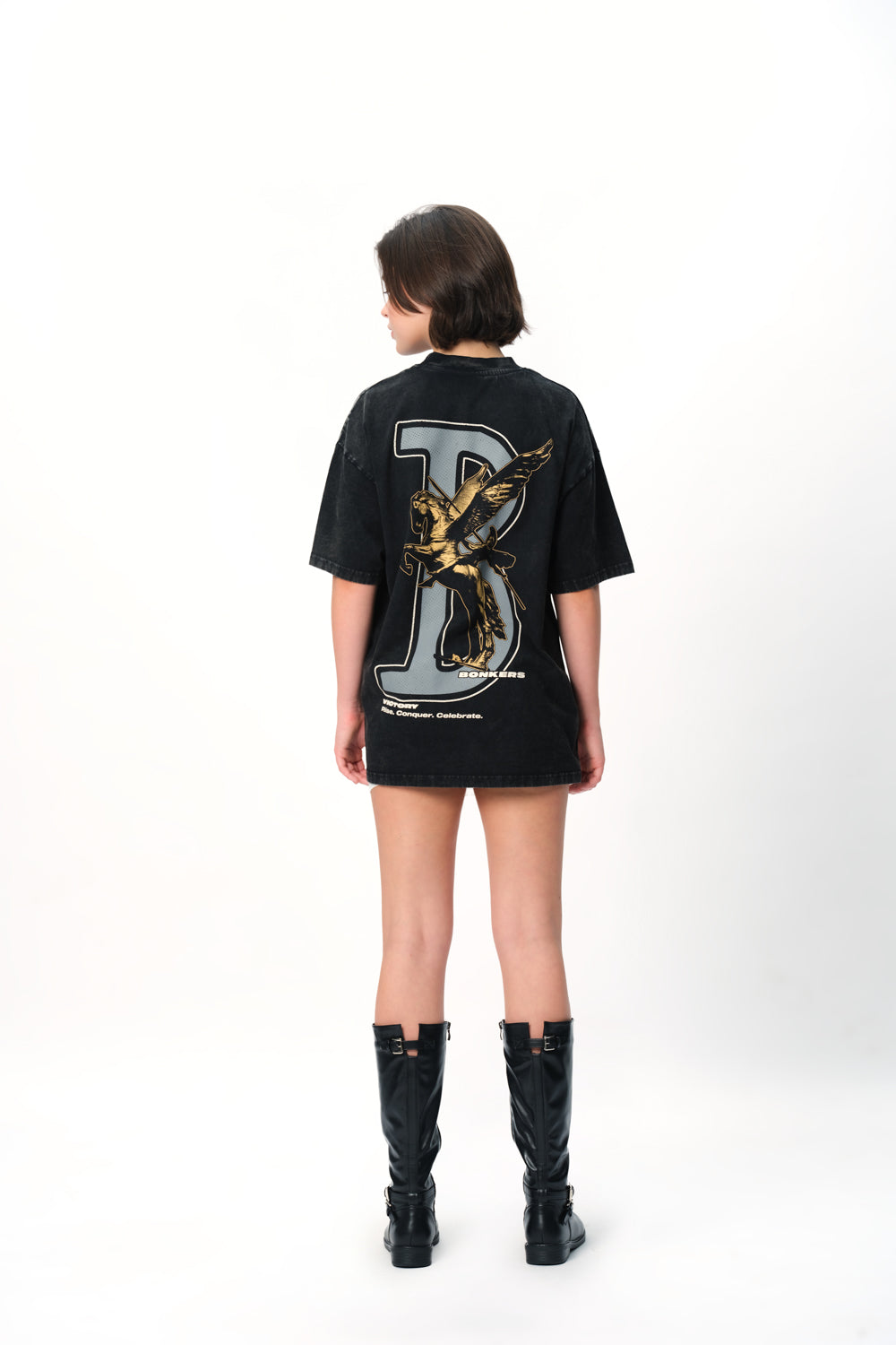 Black Rise To Power Premium Oversized T-shirt - BonkersCorner