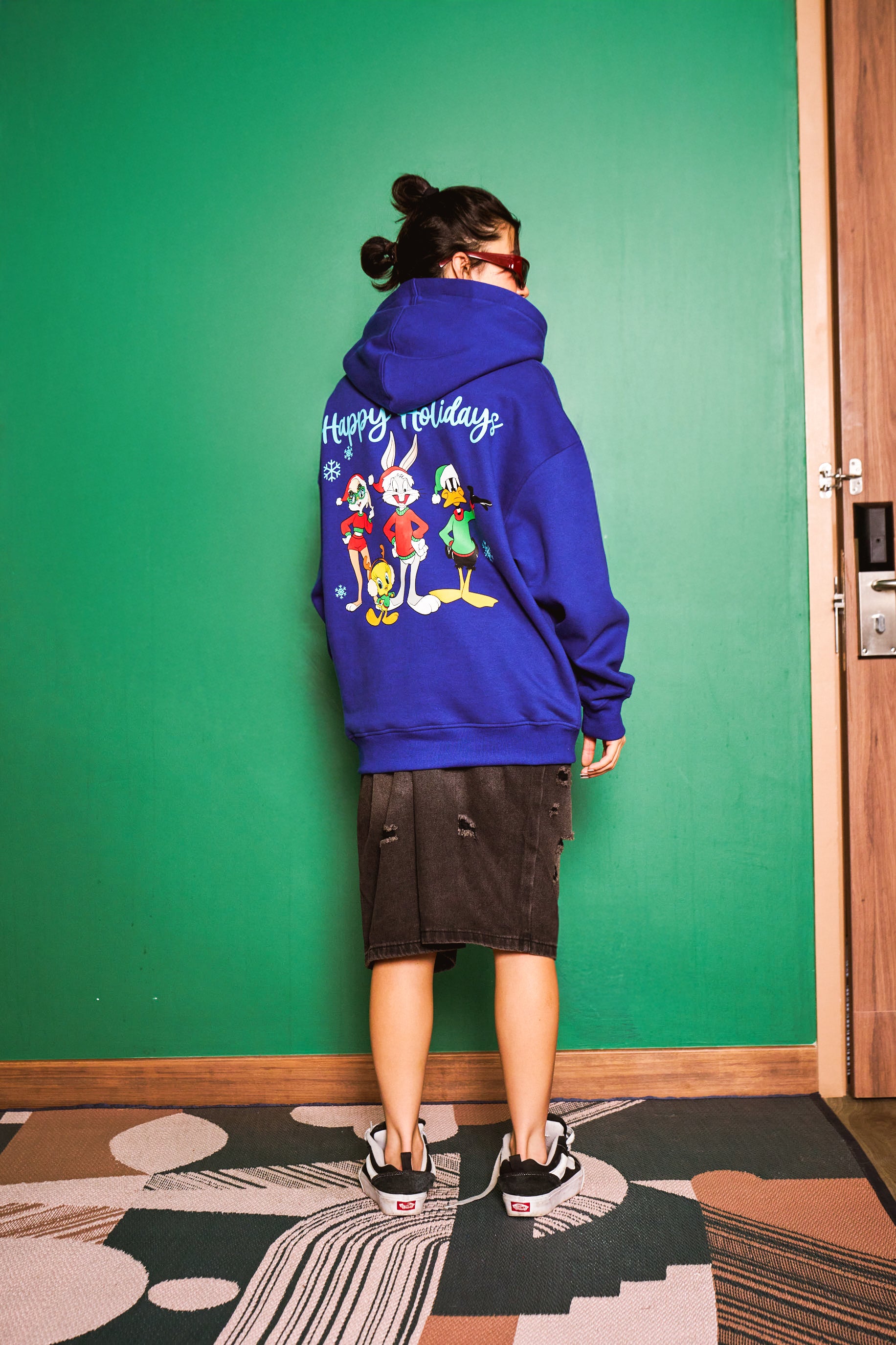Blue Happy Holidays Hoodie - BonkersCorner