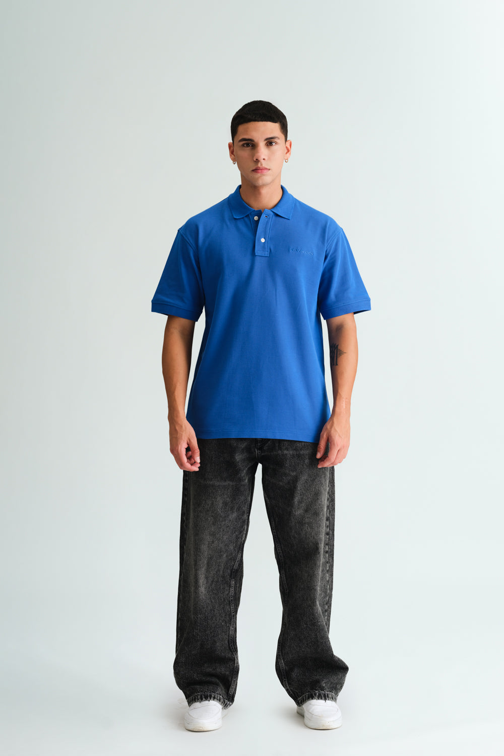 Blue Signature Jacquard Collar Premium Polo - BonkersCorner
