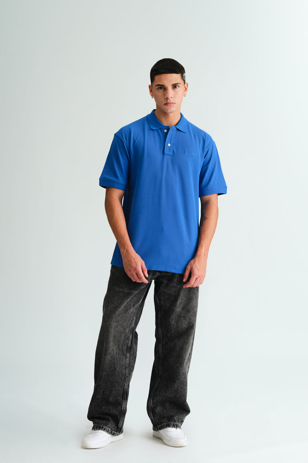 Blue Signature Jacquard Collar Premium Polo - BonkersCorner