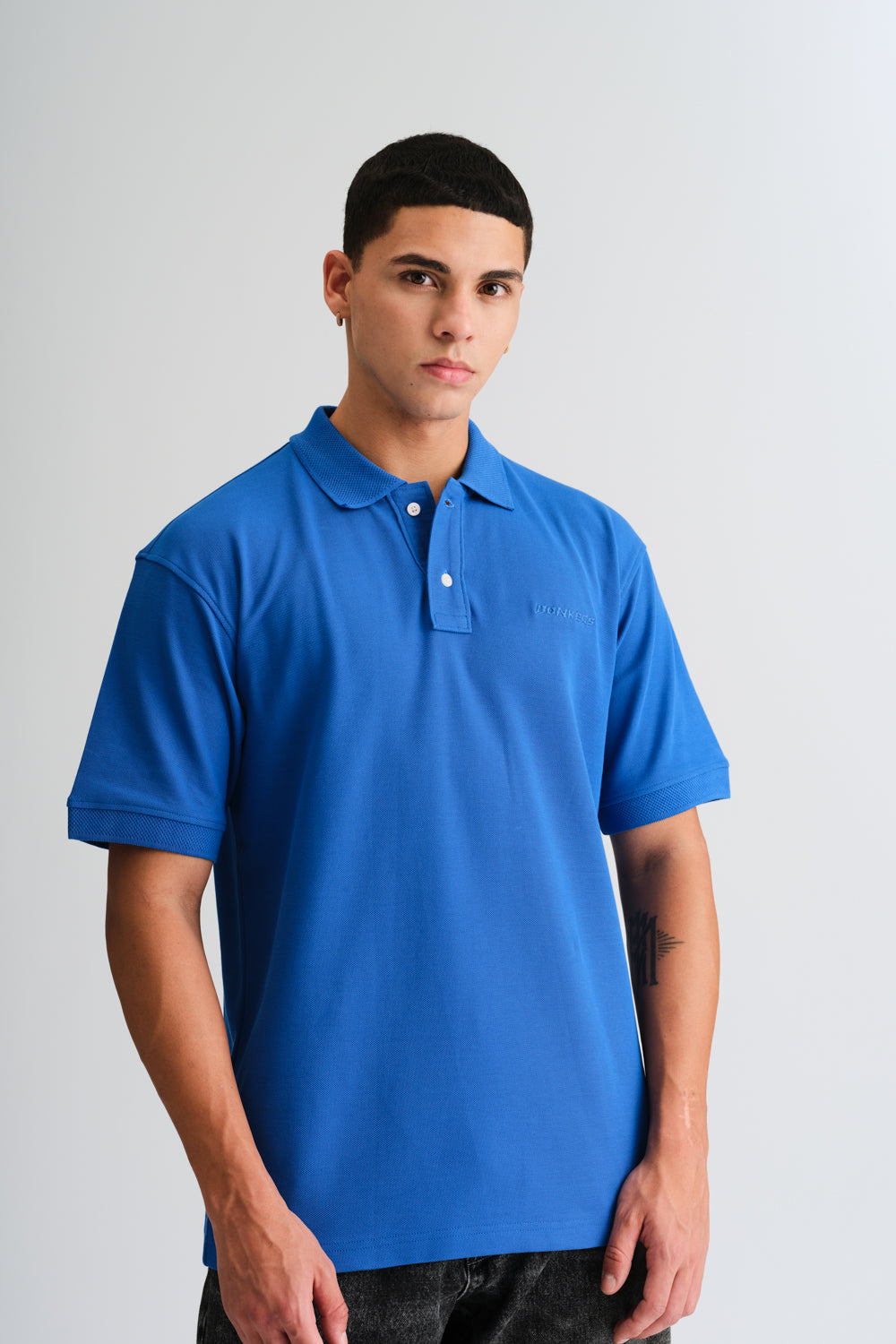 Blue Signature Jacquard Collar Premium Polo - BonkersCorner