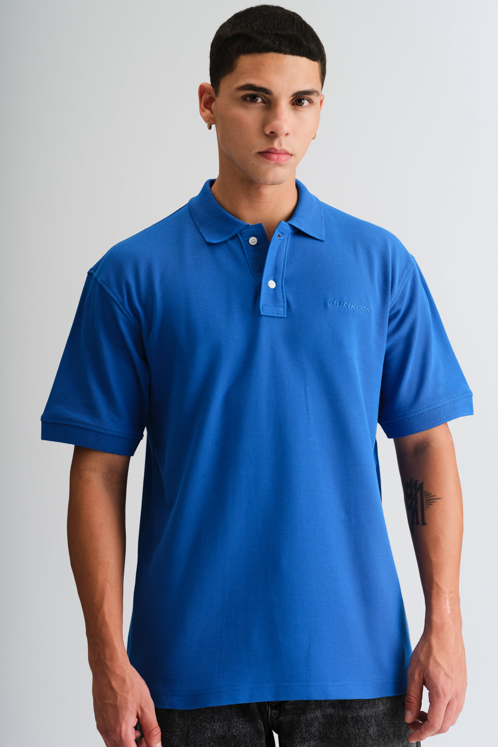 Blue Signature Jacquard Collar Premium Polo - BonkersCorner