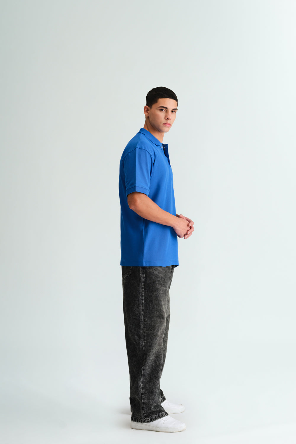 Blue Signature Jacquard Collar Premium Polo - BonkersCorner