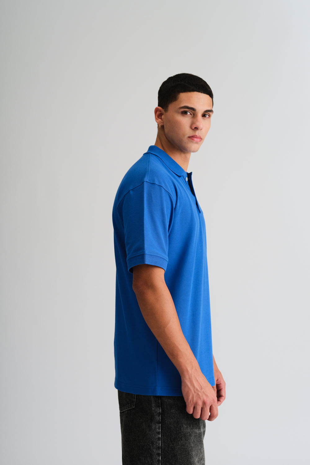 Blue Signature Jacquard Collar Premium Polo - BonkersCorner