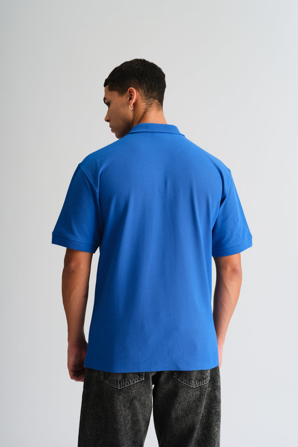 Blue Signature Jacquard Collar Premium Polo - BonkersCorner