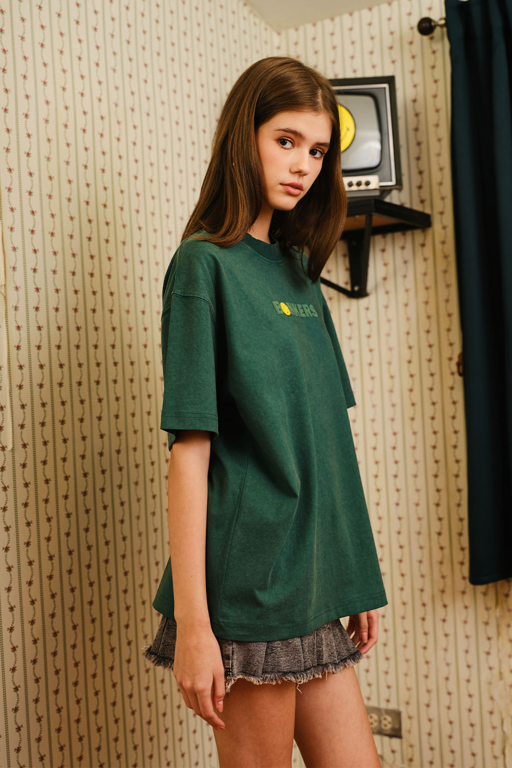 Bottle Green Smiley Originals x Bonkers Oversized T-shirt - BonkersCorner