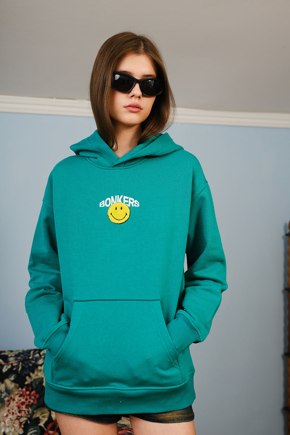 Bottle Green Smiley Originals Hoodie - BonkersCorner