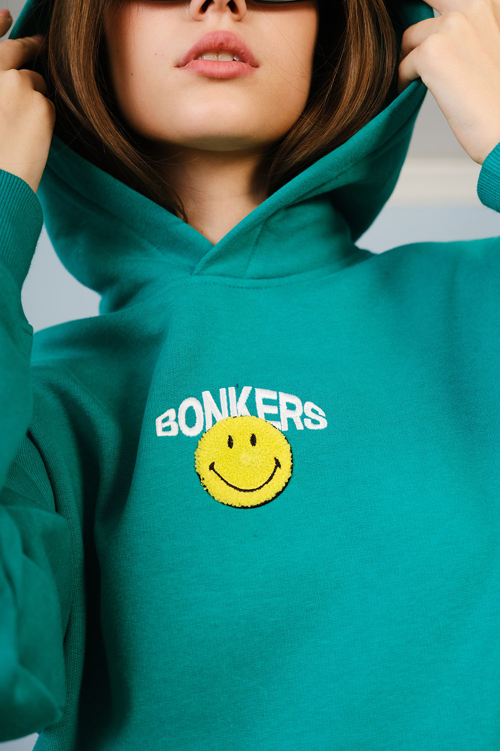 Bottle Green Smiley Originals Hoodie - BonkersCorner