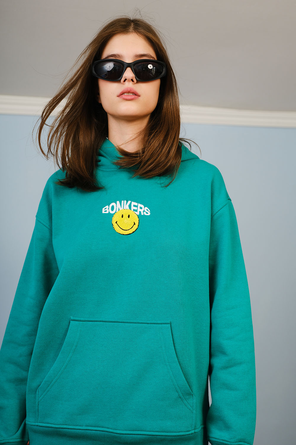 Bottle Green Smiley Originals Hoodie - BonkersCorner