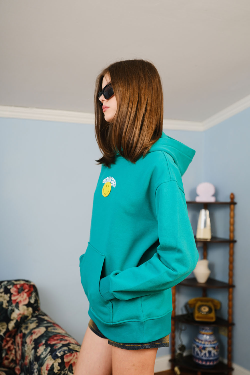 Bottle Green Smiley Originals Hoodie - BonkersCorner