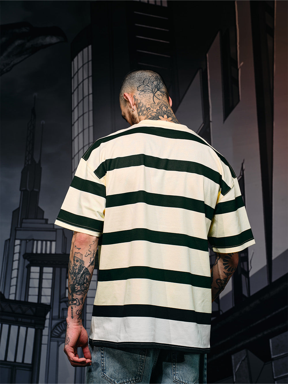 Caped Crusader Stripped T-shirt - BonkersCorner