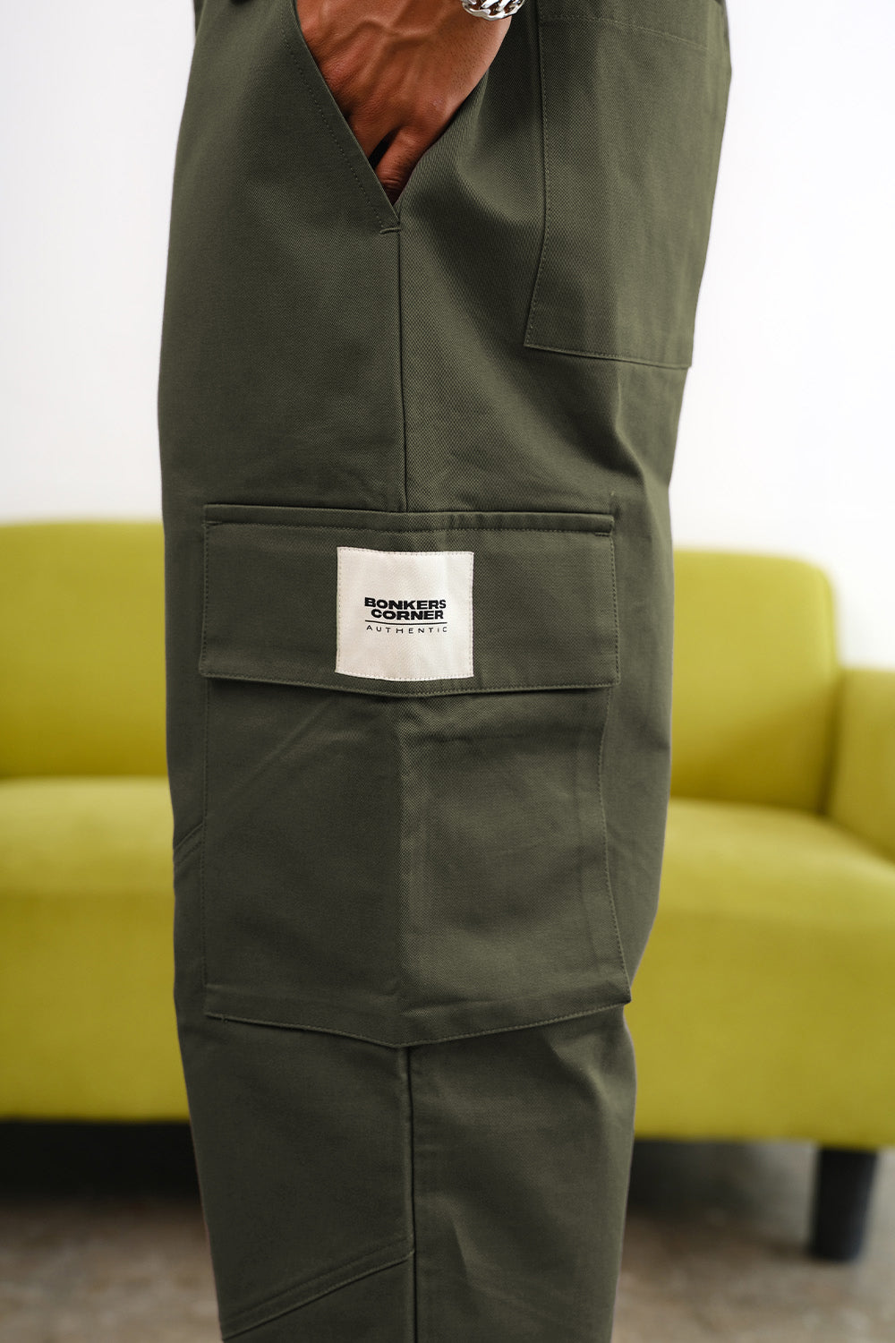 Olive Cargo With Utility Pockets - BonkersCorner