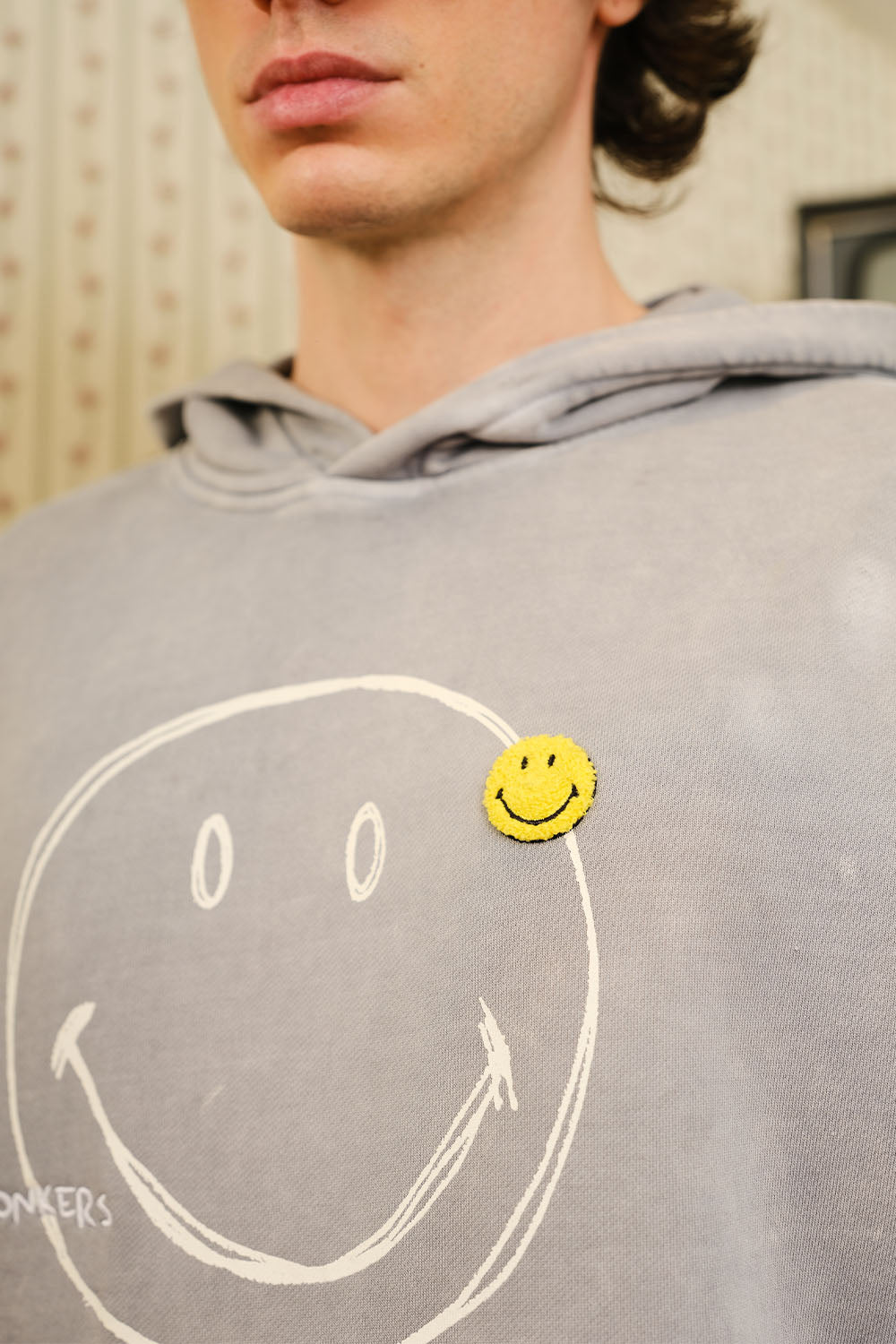 Grey Faded Smiley Originals Hoodie - BonkersCorner