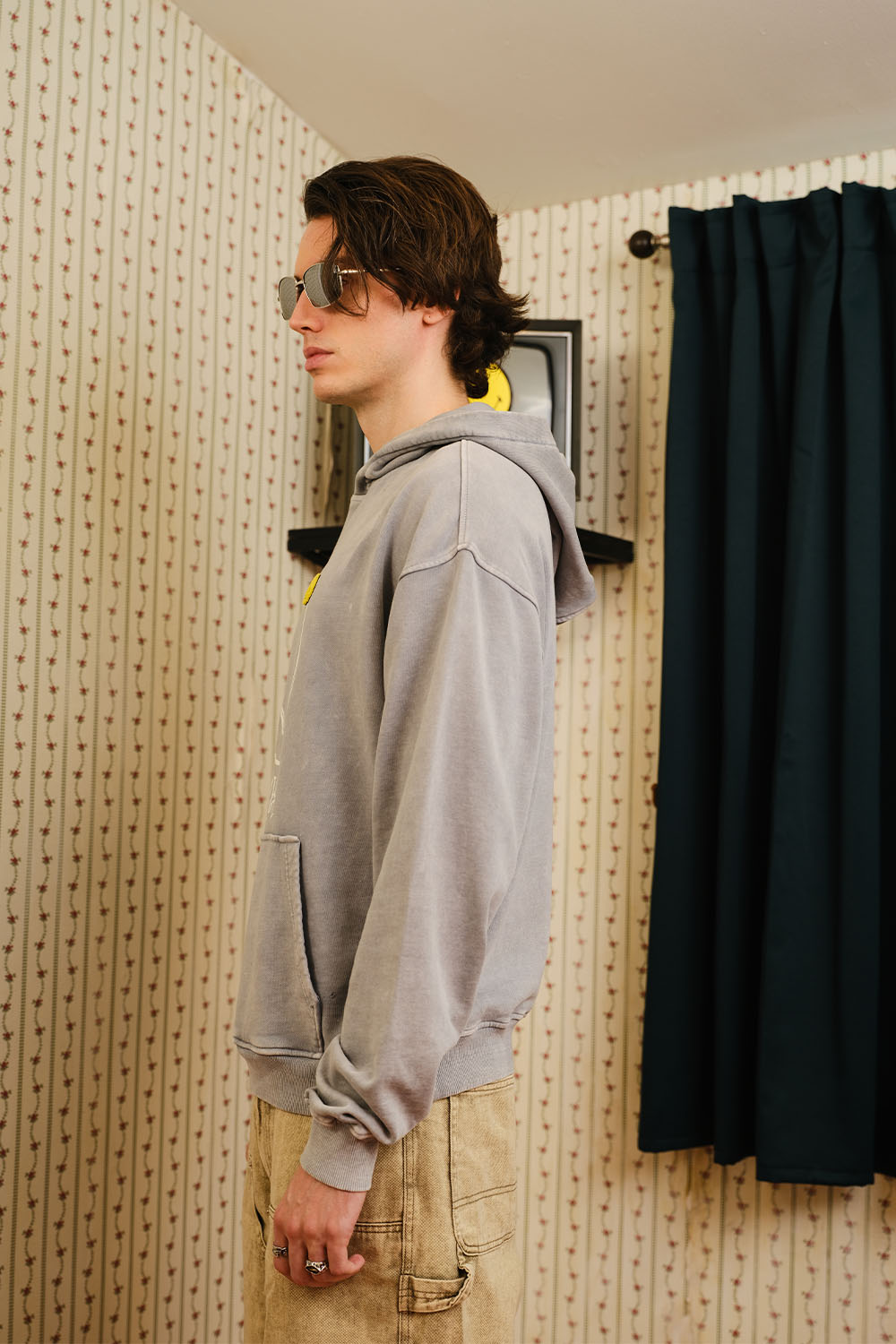 Grey Faded Smiley Originals Hoodie - BonkersCorner