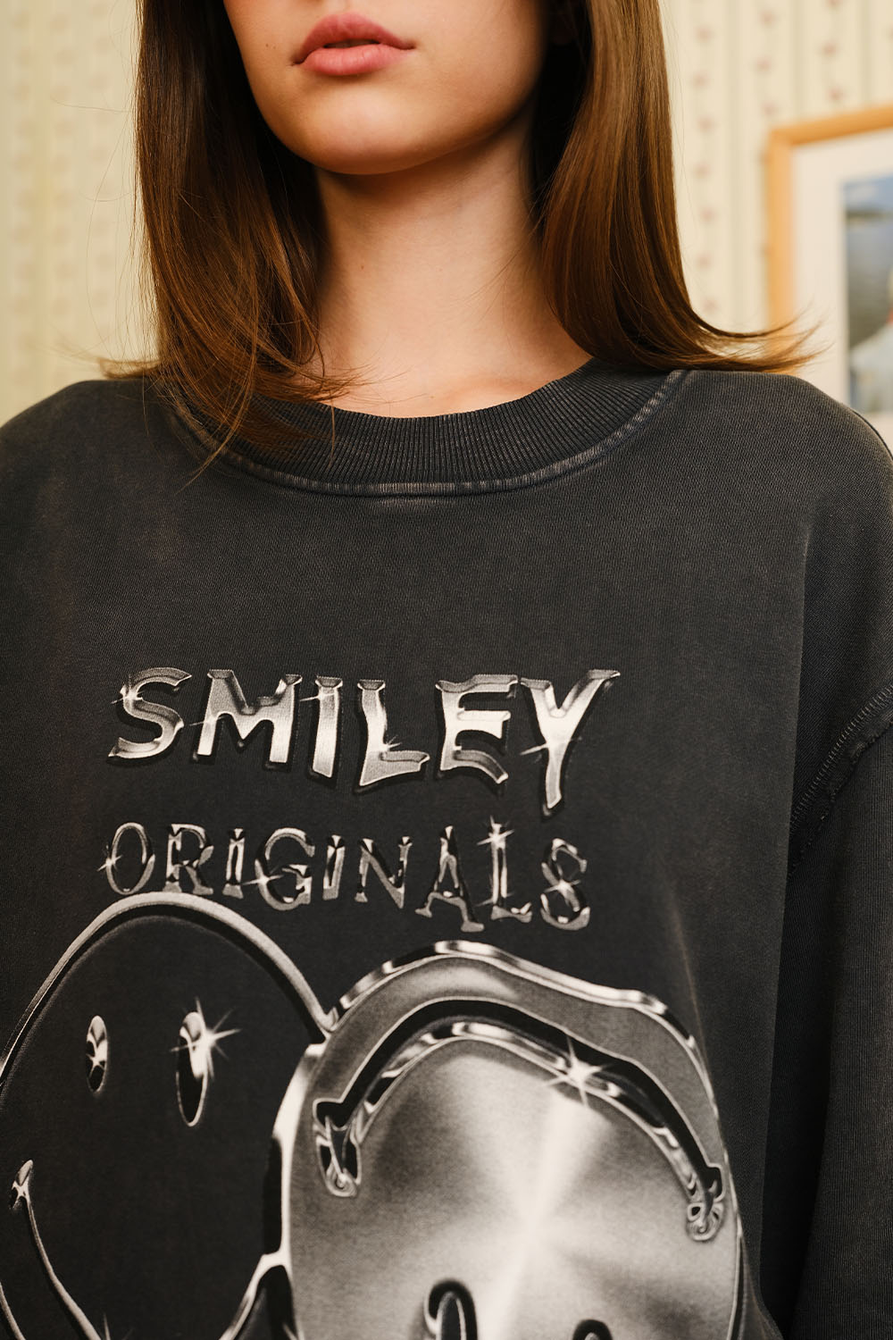 Grey Faded Smiley Originals Sweatshirt - BonkersCorner
