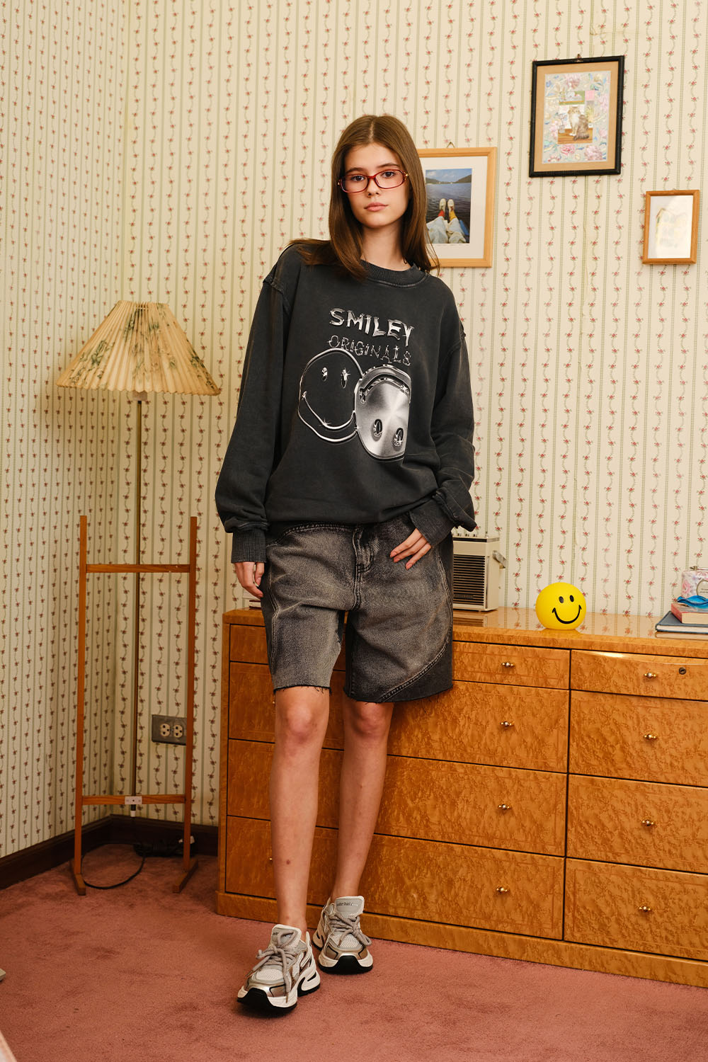 Grey Faded Smiley Originals Sweatshirt - BonkersCorner