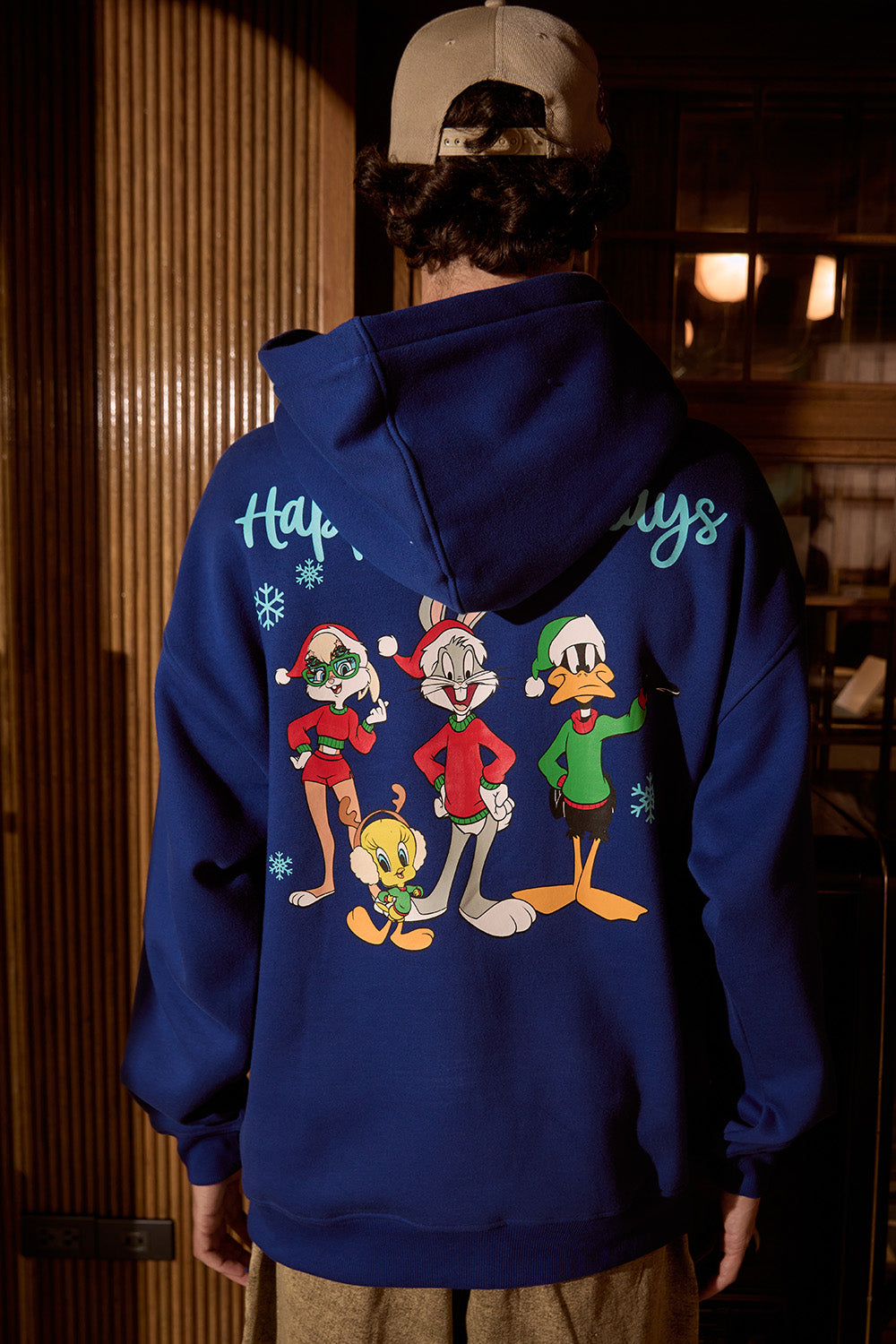 Blue Happy Holidays Hoodie - BonkersCorner