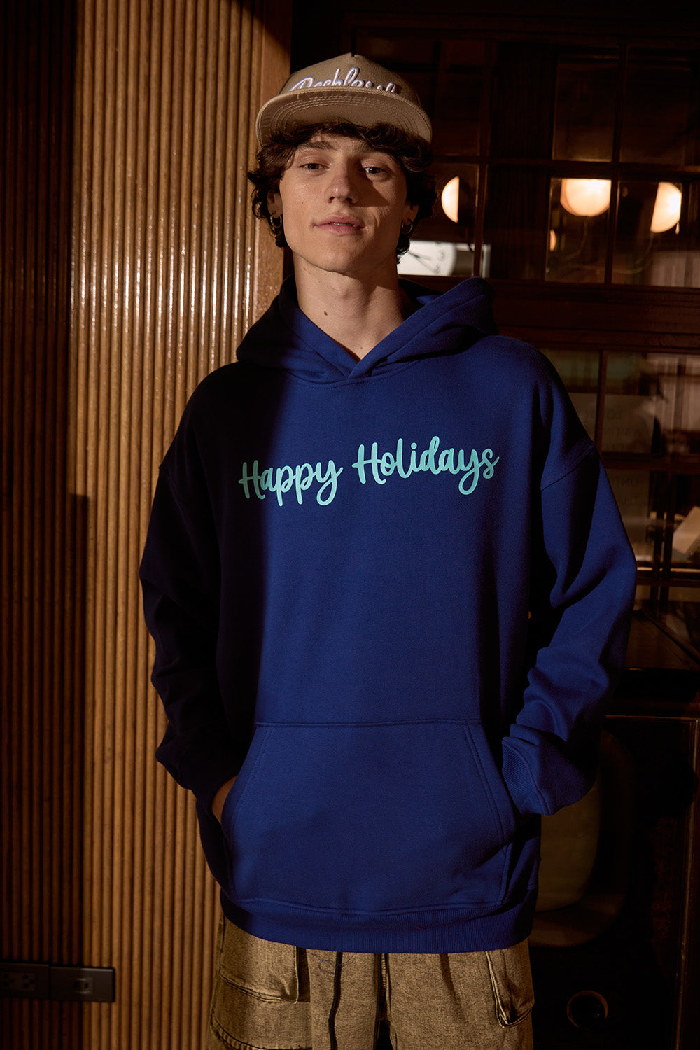 Blue Happy Holidays Hoodie - BonkersCorner