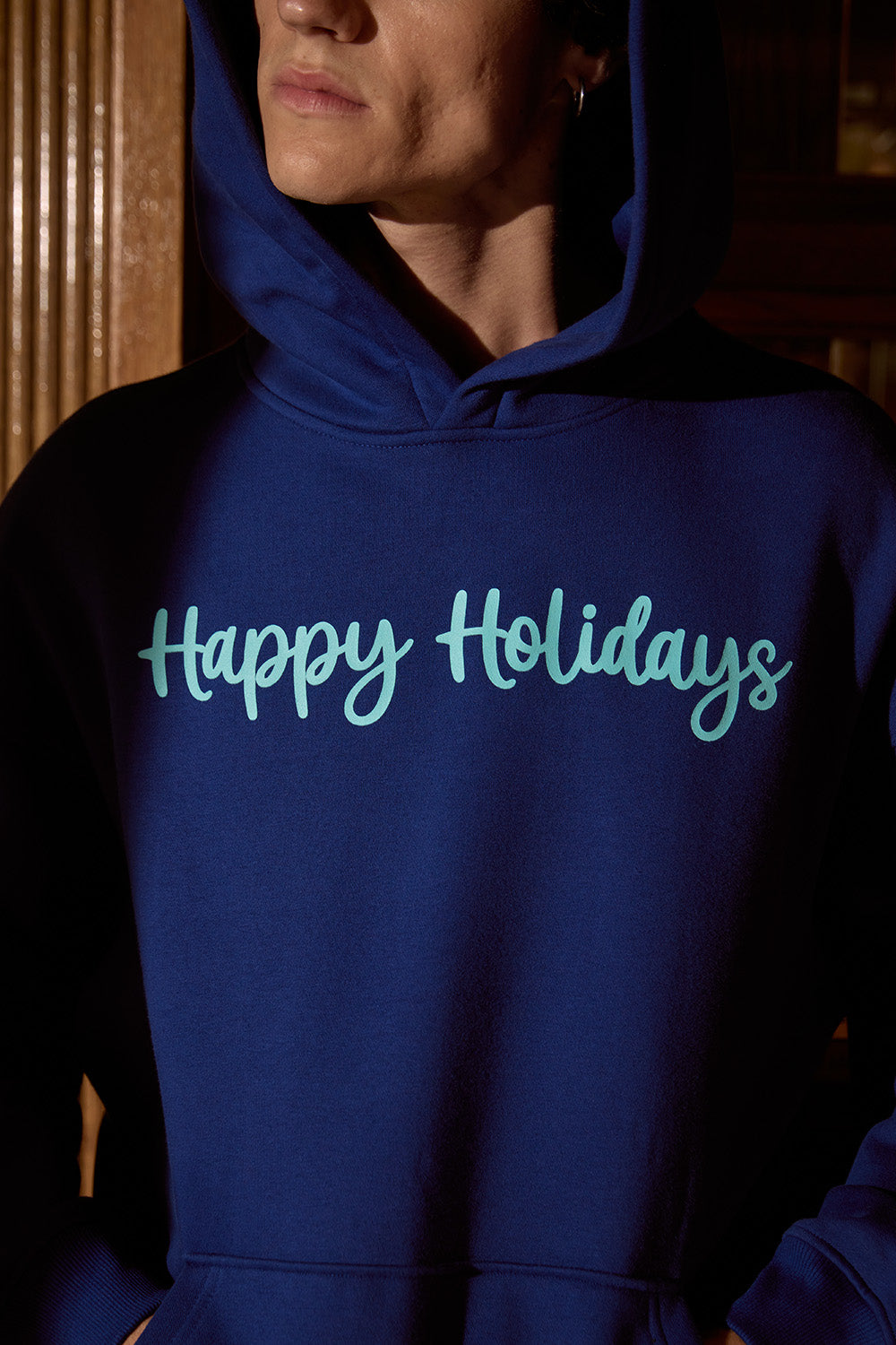 Blue Happy Holidays Hoodie - BonkersCorner