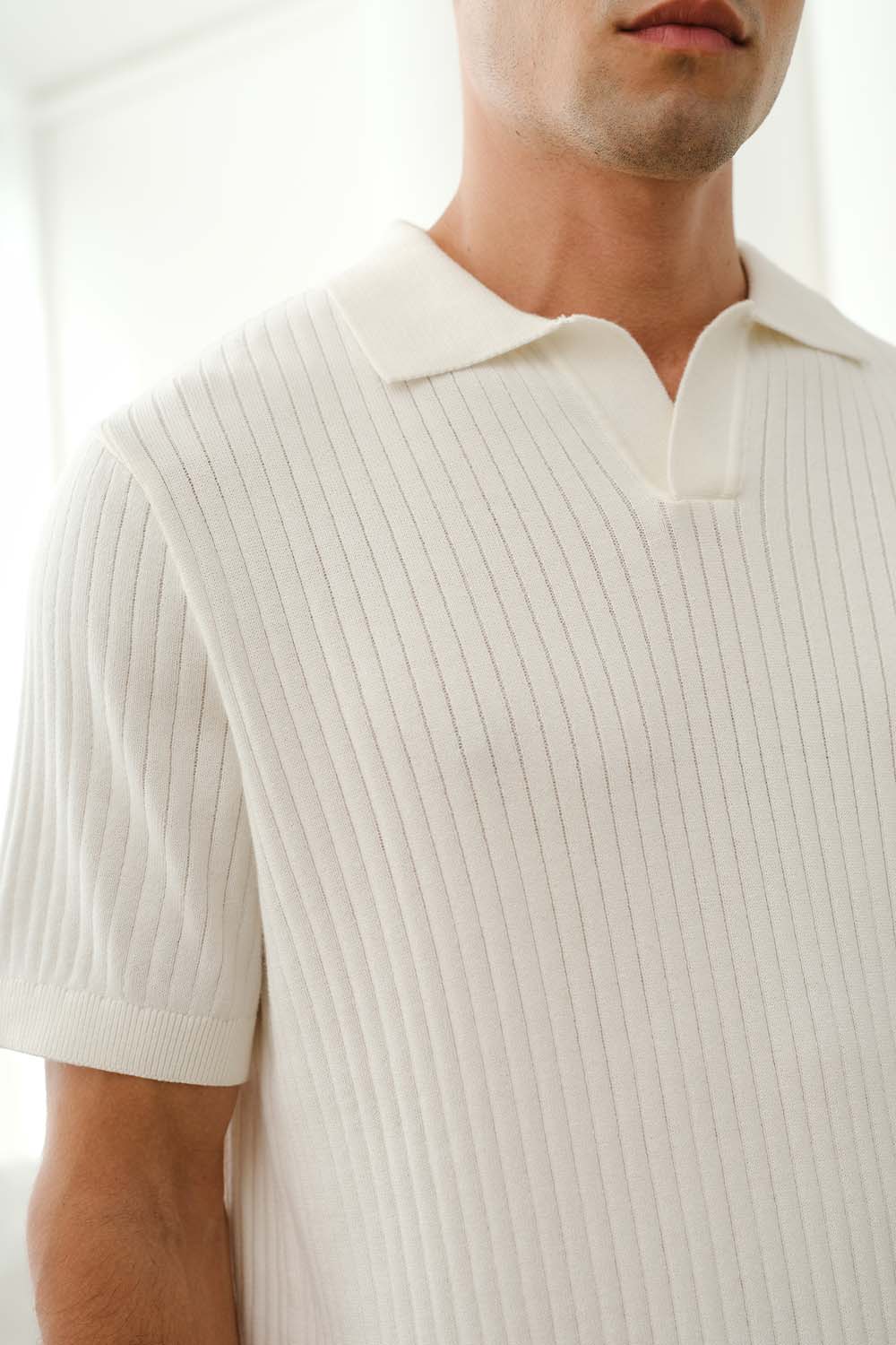 Ivory Knit Polo T-shirt - BonkersCorner