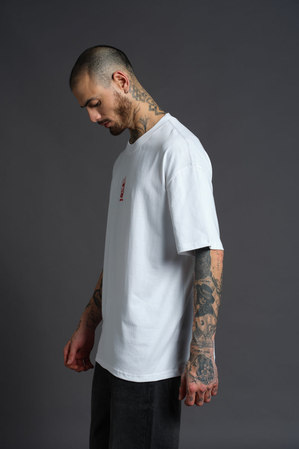 Love Hurts Embroidered Premium Oversized T-shirt - BonkersCorner