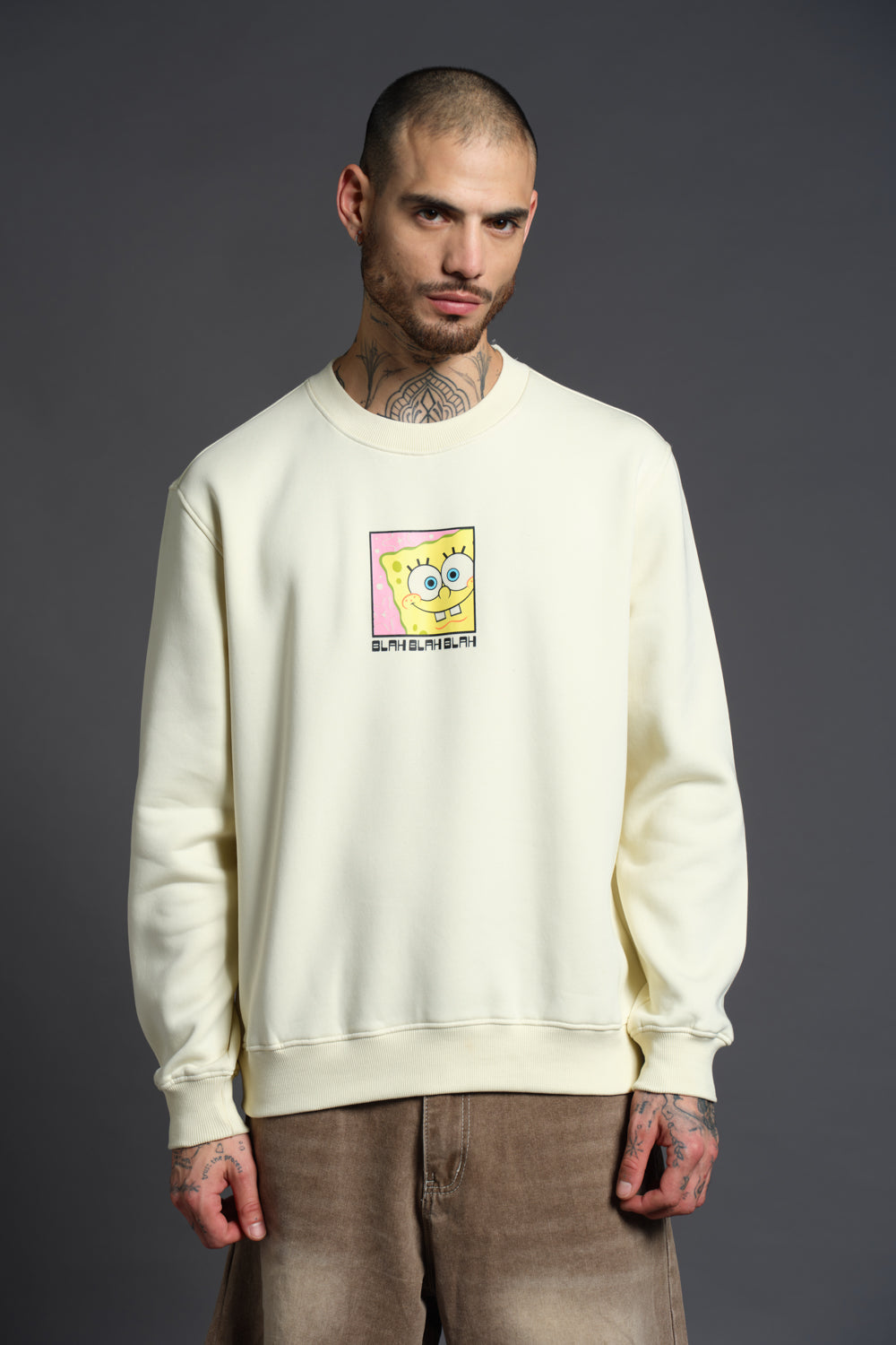 Off White SpongeBob Sweatshirt - BonkersCorner