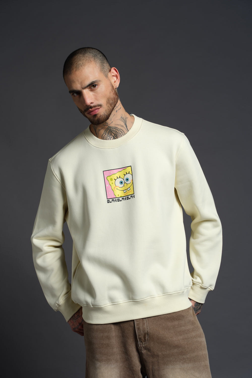 Off White SpongeBob Sweatshirt - BonkersCorner