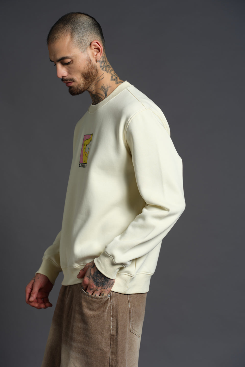 Off White SpongeBob Sweatshirt - BonkersCorner