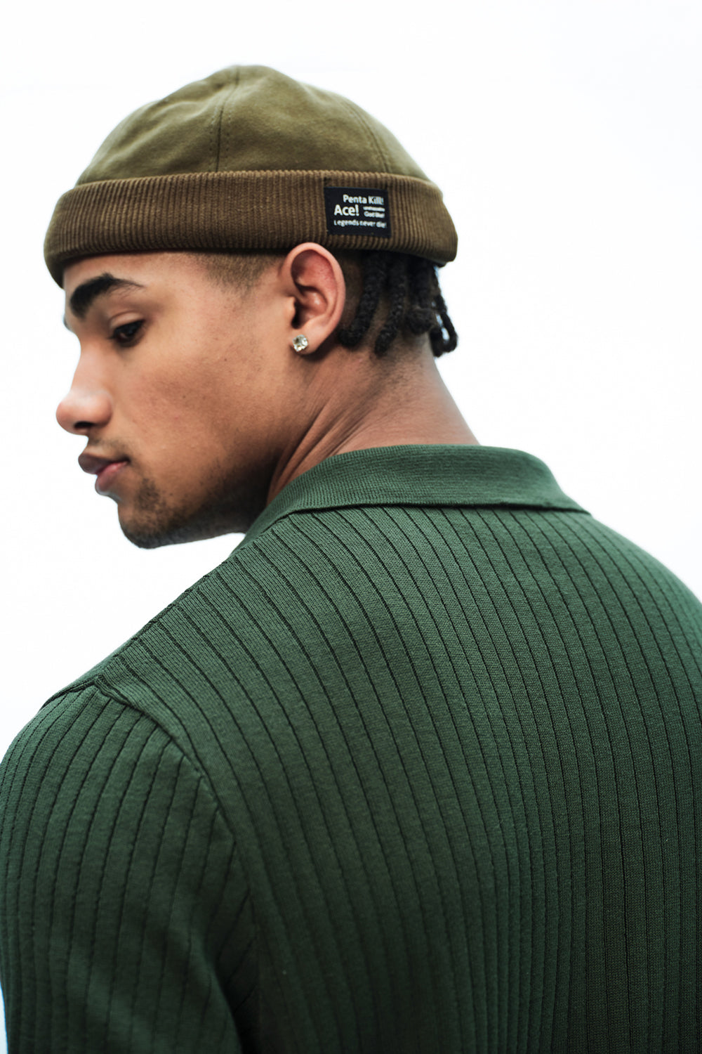 Olive Knit Polo T-shirt - BonkersCorner
