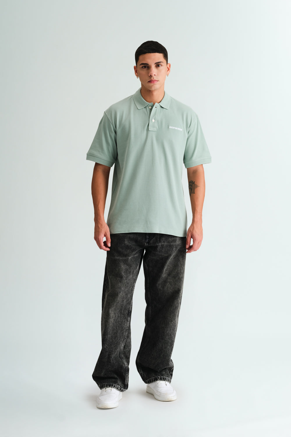 Pastel Green Signature Jacquard Collar Premium Polo - BonkersCorner