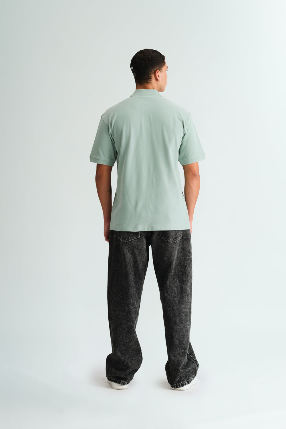 Pastel Green Signature Jacquard Collar Premium Polo - BonkersCorner