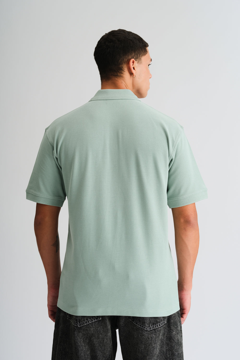 Pastel Green Signature Jacquard Collar Premium Polo - BonkersCorner