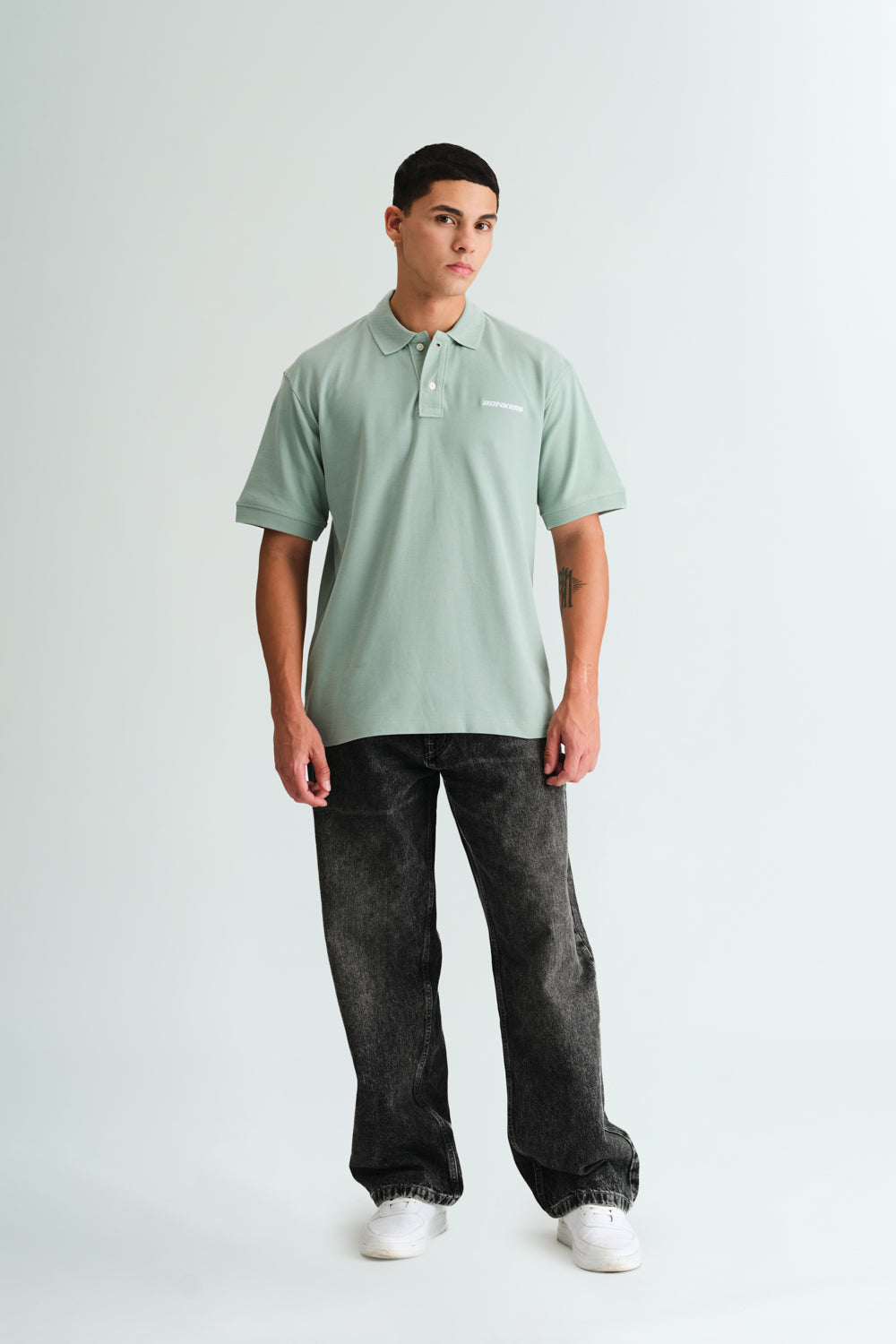 Pastel Green Signature Jacquard Collar Premium Polo - BonkersCorner
