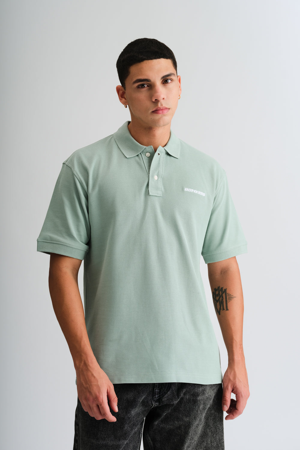 Pastel Green Signature Jacquard Collar Premium Polo - BonkersCorner