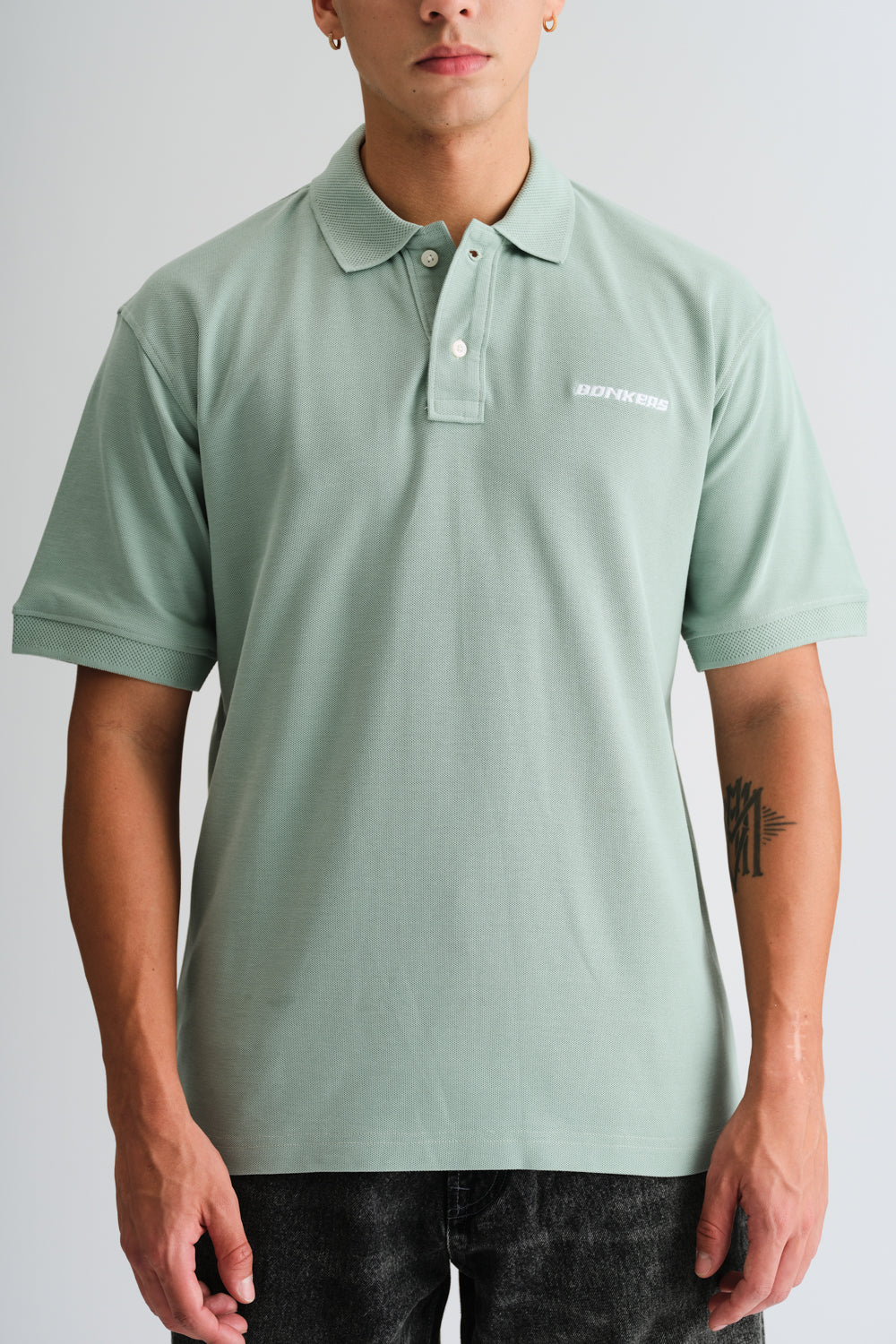Pastel Green Signature Jacquard Collar Premium Polo - BonkersCorner