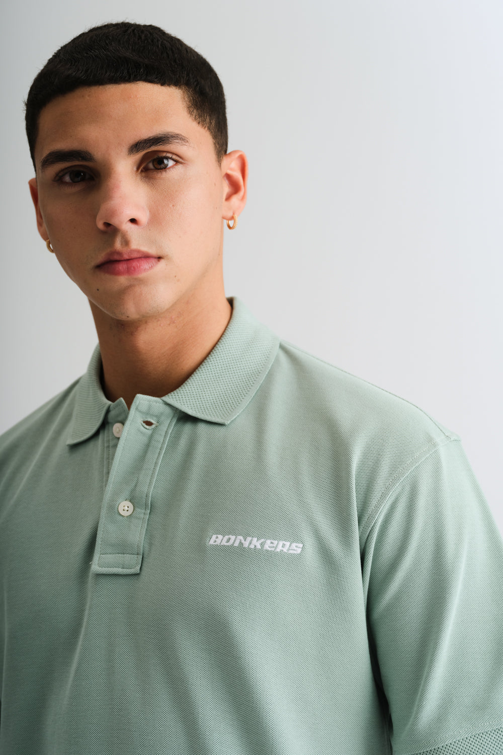 Pastel Green Signature Jacquard Collar Premium Polo - BonkersCorner