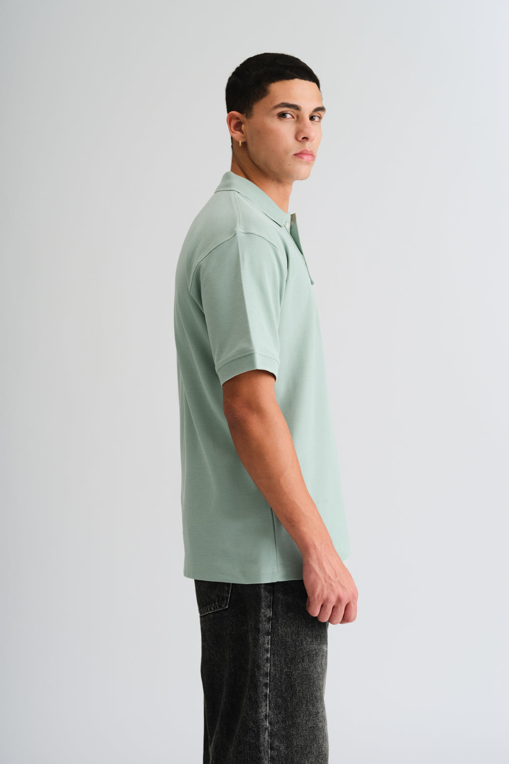 Pastel Green Signature Jacquard Collar Premium Polo - BonkersCorner