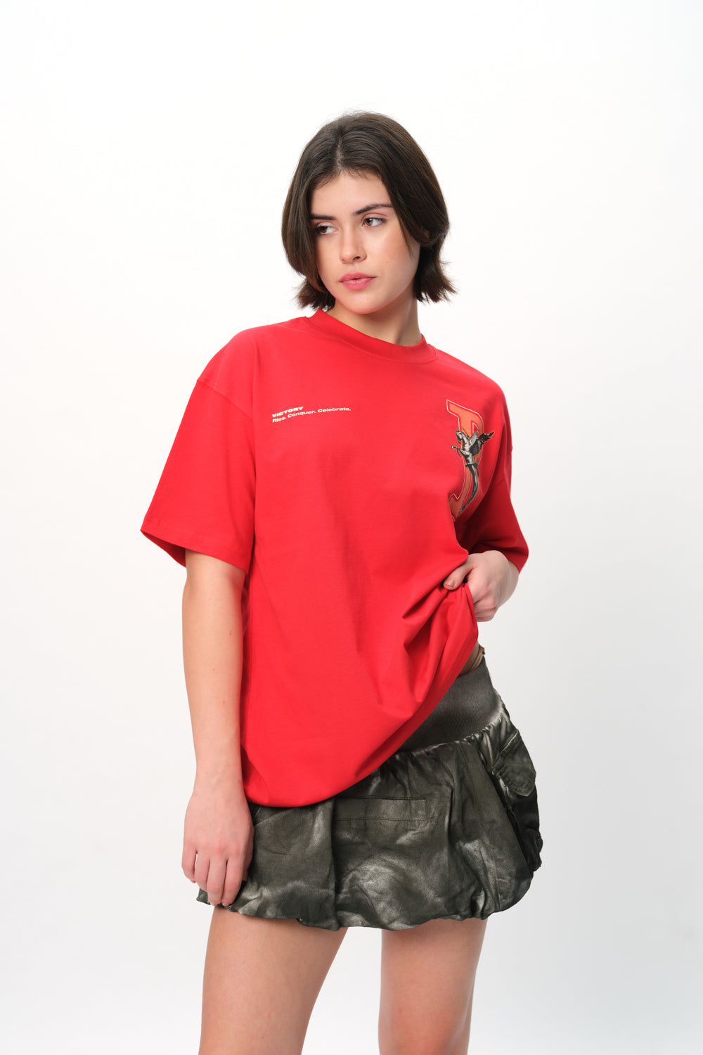 Red Rise To Power Premium Oversized T-Shirt - BonkersCorner