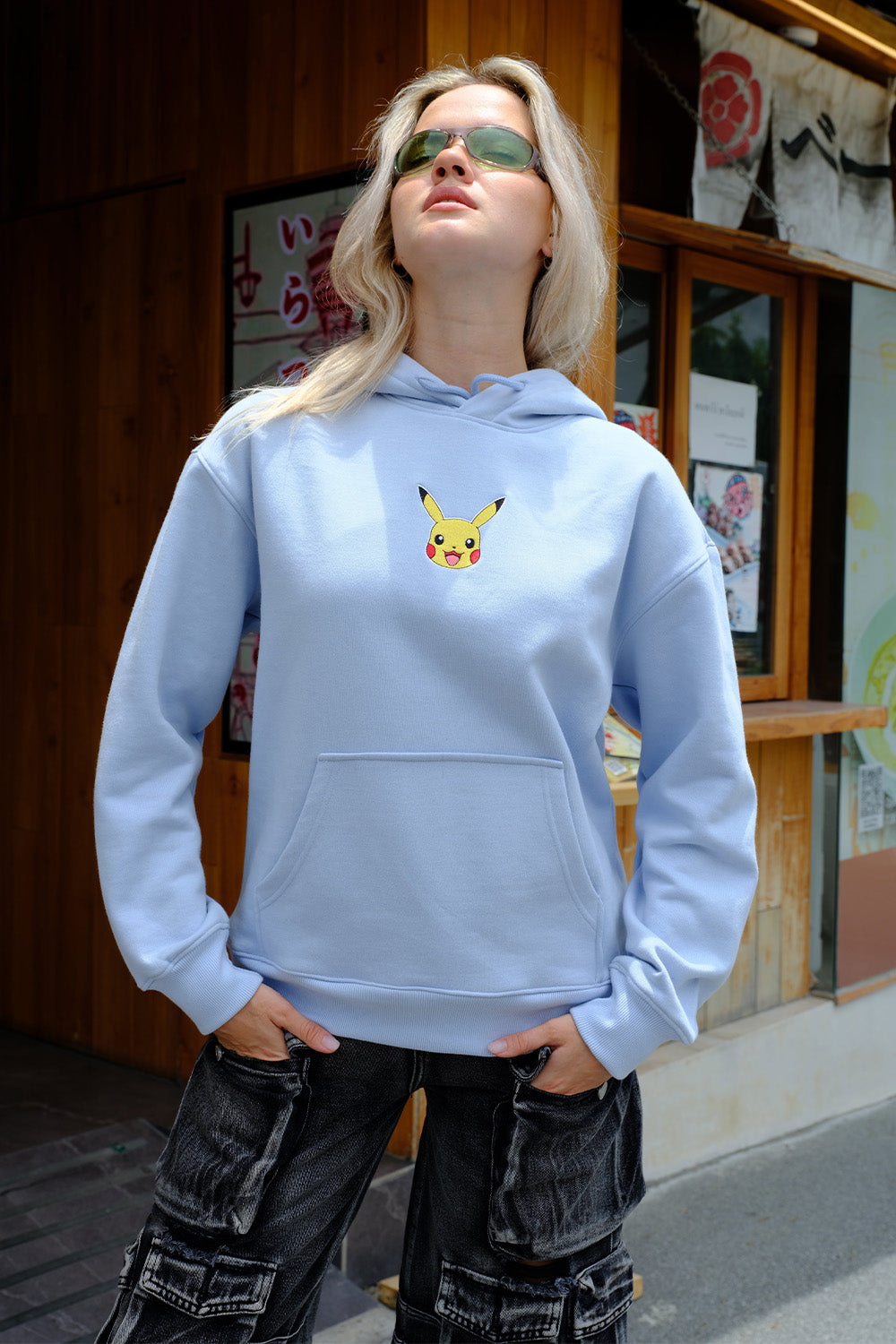 Sky Blue Embroidered Pokémon Hoodie - BonkersCorner
