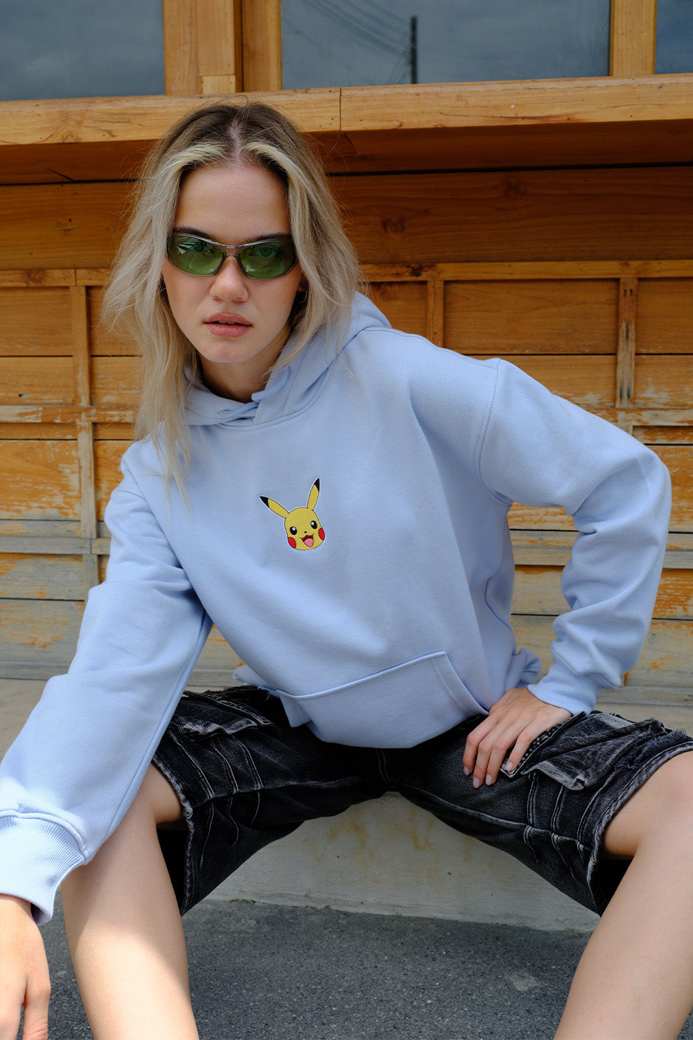 Sky Blue Embroidered Pokémon Hoodie - BonkersCorner