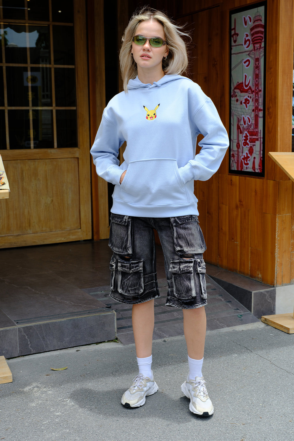 Sky Blue Embroidered Pokémon Hoodie - BonkersCorner