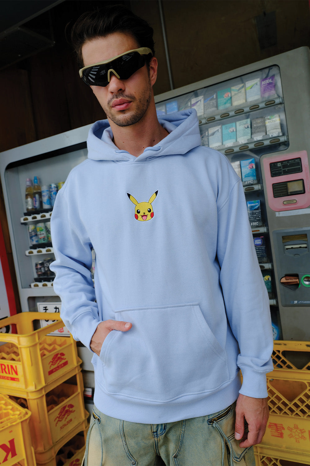 Sky Blue Embroidered Pokémon Hoodie - BonkersCorner