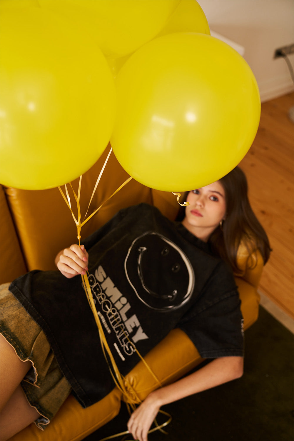 Smiley Black Oversized T-shirt - BonkersCorner