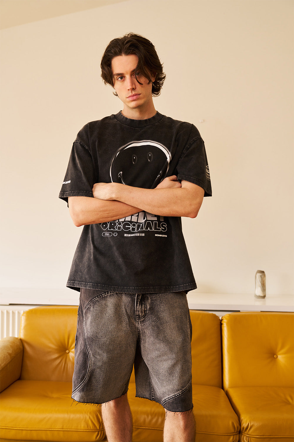 Smiley Black Oversized T-shirt - BonkersCorner