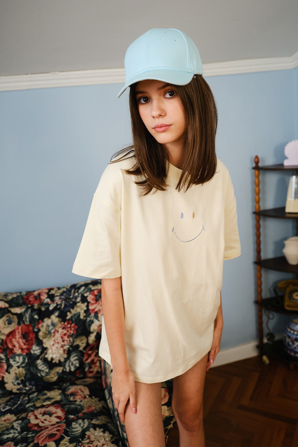 Smiley Embroidered Oversized T-shirt - BonkersCorner