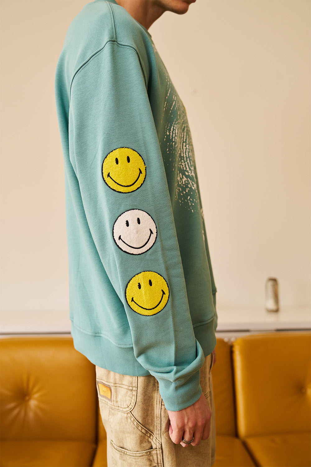 Smiley Originals Chenille Patch Sleeves Sweatshirt - BonkersCorner